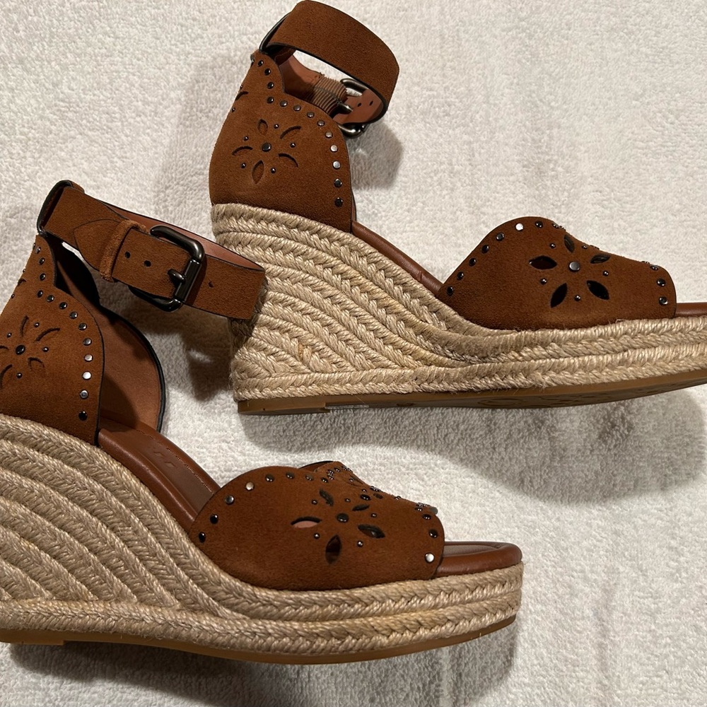 Coach Kelsi Brown Wedge Sandals